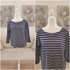🌹 J. CREW 🌹 3/4 Sleeve Striped Boxy Tee - [Small]